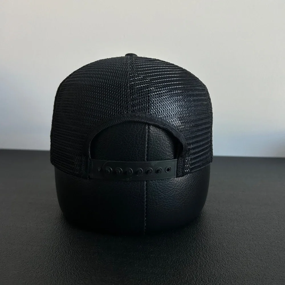 Vintage 80s WWII Veteran Trucker Hat Cap Snap Back Adjustable Black Military USA